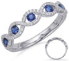 ESTATE .69CT DIAMOND & AAA SAPPHIRE 14KT WHITE GOLD 3D CLASSIC INFINITY FUN RING