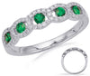 ESTATE .50CT DIAMOND & AAA EMERALD 14KT WHITE GOLD 3D ROUND OVAL LINK FUN RING