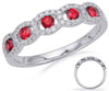 ESTATE .57CT DIAMOND & AAA RUBY 14KT WHITE GOLD 3D ROUND OVAL LINK FUN RING