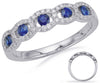 ESTATE .55CT DIAMOND & AAA SAPPHIRE 14KT WHITE GOLD 3D ROUND OVAL LINK FUN RING
