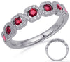 ESTATE .74CT DIAMOND & AAA RUBY 14KT WHITE GOLD 3D INFINITY HEXAGON FUN RING