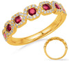 ESTATE .74CT DIAMOND & AAA RUBY 14KT YELLOW GOLD 3D INFINITY HEXAGON FUN RING