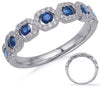 ESTATE .72CT DIAMOND & AAA SAPPHIRE 14KT WHITE GOLD 3D INFINITY HEXAGON FUN RING