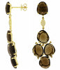 27.3CT WHITE & MOCHA DIAMOND & AAA SMOKY TOPAZ 14KT YELLOW GOLD HANGING EARRINGS