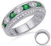 1.33CT DIAMOND & AAA TSAVORITE 14K WHITE GOLD 3D ROUND FILIGREE ANNIVERSARY RING