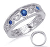 .51CT DIAMOND & AAA SAPPHIRE 14KT WHITE GOLD 3D ROUND FILIGREE MILGRAIN FUN RING