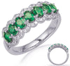 1.51CT DIAMOND & AAA EMERALD 14KT WHITE GOLD OVAL & ROUND HALO ANNIVERSARY RING