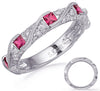 .87CT DIAMOND & AAA RUBY 14KT WHITE GOLD PRINCESS & ROUND DIAGONAL FILIGREE RING