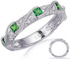 .88CT DIAMOND & AAA TSAVORITE 14K WHITE GOLD PRINCESS & ROUND FILIGREE LOVE RING