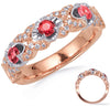 1.04CT DIAMOND & AAA RUBY 14K WHITE & ROSE GOLD ROUND 3 STONE 4 LEAF CLOVER RING