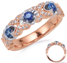 1.11CT DIAMOND & AAA SAPPHIRE 14K WHITE & ROSE GOLD ROUND 4 LEAF CLOVER FUN RING