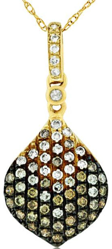 .43CT MULTI COLOR DIAMOND 14KT YELLOW GOLD 3D CLASSIC TEAR DROP LOVE PENDANT