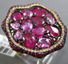 EXTRA LARGE 9.50CT DIAMOND AAA PINK SAPPHIRE & RUBY 14KT ROSE & BLACK GOLD RING