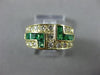 ESTATE WIDE 1.15CT DIAMOND & AAA EMERALD 14K YELLOW GOLD 3D ROUND & SQUARE RING