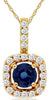.49CT DIAMOND & AAA SAPPHIRE 14KT YELLOW GOLD ROUND HALO SQUARE CLASSIC PENDANT
