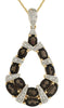 2.11CT DIAMOND & AAA SMOKY TOPAZ 14KT YELLOW GOLD OVAL & ROUND TEAR DROP PENDANT