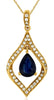 ESTATE 1.07CT DIAMOND & AAA SAPPHIRE 14KT YELLOW GOLD TEAR DROP FLOATING PENDANT