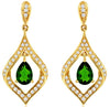 1.19CT DIAMOND & AAA RUSSALITE 14KT YELLOW GOLD PEAR SHAPE & ROUND LEAF EARRINGS