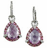 10.85CT DIAMOND & AAA PINK SAPPHIRE & AMETHYST 14KT WHITE GOLD HANGING EARRINGS