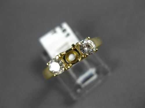 .38CT DIAMOND 14K YELLOW GOLD 3D ROUND 3 STONE SEMI MOUNT ENGAGEMENT RING #12461