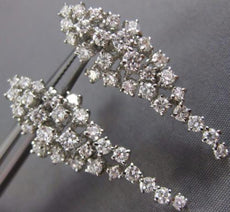 ESTATE LARGE 2.35CT DIAMOND 14KT WHITE GOLD 3D CLUSTER LEAF HANGING EARRINGS