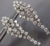 ESTATE LARGE 2.35CT DIAMOND 14KT WHITE GOLD 3D CLUSTER LEAF HANGING EARRINGS