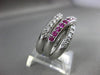 ESTATE WIDE 1.62CT DIAMOND & AAA RUBY 14KT WHITE GOLD 3D MULTI BAND X LOVE RING