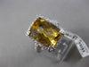 ESTATE LARGE 6.50CT DIAMOND & AAA CITRINE 14KT WHITE GOLD 3D FILIGREE HALO RING