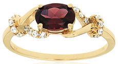 1.12CT DIAMOND & AAA RHODOLITE 14KT YELLOW GOLD 3D OVAL INFINITY PROMISE RING