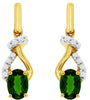 1.0CT DIAMOND & AAA RUSSALITE 14KT YELLOW GOLD 3D OVAL & ROUND HANGING EARRINGS