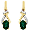 .95CT DIAMOND & AAA EMERALD 14KT YELLOW GOLD 3D OVAL LOVE KNOT HANGING EARRINGS