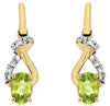 1.0CT DIAMOND & AAA PERIDOT 14KT YELLOW GOLD 3D OVAL LOVE KNOT HANGING EARRINGS