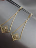 ESTATE LARGE .50CT DIAMOND 14KT YELLOW GOLD 3D FLEUR DE LIS CHANDELIER EARRINGS