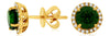 2.16CT DIAMOND & AAA GREEN GARNET 14KT YELLOW GOLD 3D ROUND HALO STUD EARRINGS