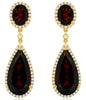 17.75CT DIAMOND & AAA GARNET 14KT YELLOW GOLD 3D OVAL TEAR DROP HANGING EARRINGS