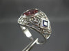 ESTATE LARGE 1.82CT AAA TOPAZ & TANZANITE 14KT WHITE GOLD 3D FILIGREE OVAL RING