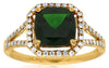 2.45CT DIAMOND & AAA GREEN GARNET 14KT YELLOW GOLD CUSHION HALO OCTAGON FUN RING