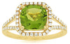 2.55CT DIAMOND & AAA PERIDOT 14KT YELLOW GOLD CUSHION & ROUND HALO OCTAGON RING