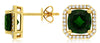 3.05CT DIAMOND & AAA GREEN GARNET 14K YELLOW GOLD 3D HALO OCTAGON STUD EARRINGS