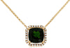 2.24CT DIAMOND & AAA GREEN GARNET 14KT YELLOW GOLD 3D HALO OCTAGON LOVE NECKLACE