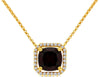 ESTATE 2.89CT DIAMOND & AAA GARNET 14K YELLOW GOLD CUSHION HALO OCTAGON NECKLACE