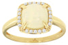 1.53CT DIAMOND & AAA OPAL 14KT YELLOW GOLD CUSHION & ROUND SQUARE HALO FUN RING
