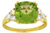 LARGE 4.65CT DIAMOND & AAA PERIDOT 14KT YELLOW GOLD CUSHION CUT ENGAGEMENT RING