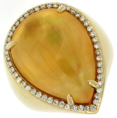 14.52CT DIAMOND & AAA CITRINE 14KT YELLOW GOLD PEAR SHAPE HALO FUN SUMMER RING