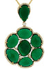 LARGE .50CT DIAMOND & AAA GREEN AGATE 14KT YELLOW GOLD FLOWER FLOATING PENDANT