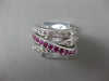 ESTATE WIDE 1.62CT DIAMOND & AAA RUBY 14KT WHITE GOLD 3D MULTI BAND X LOVE RING