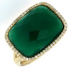 LARGE .17CT DIAMOND & AAA GREEN AGATE 14KT YELLOW GOLD CUSHION & ROUND FUN RING