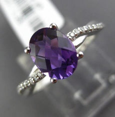 ESTATE 1.32CT DIAMOND & AAA AMETHYST 18K WHITE GOLD OVAL INFNITY ENGAGEMENT RING