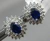 ESTATE 2.12CT DIAMOND & AAA SAPPHIRE 18K WHITE GOLD 3D OVAL FLOWER STUD EARRINGS