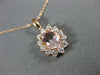 ESTATE 1.63CT DIAMOND & AAA MORGANITE 14KT ROSE GOLD OVAL FLOWER CLASSIC PENDANT